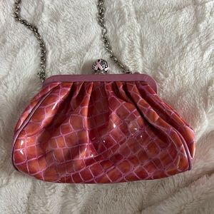 Brighton Retired "City Coin Pouch Power Of Pink" Croc Embossed Pink Leather